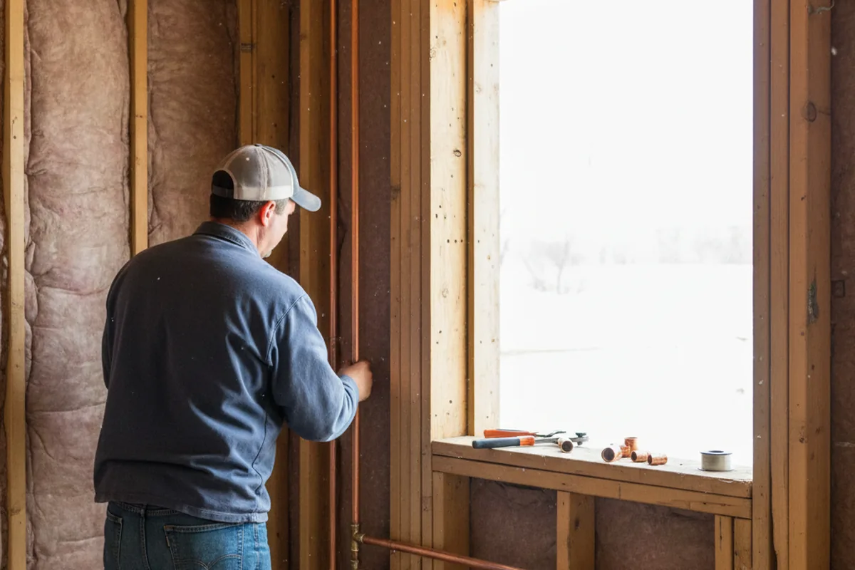 Licensed plumber running new copper supply lines in a Animas home