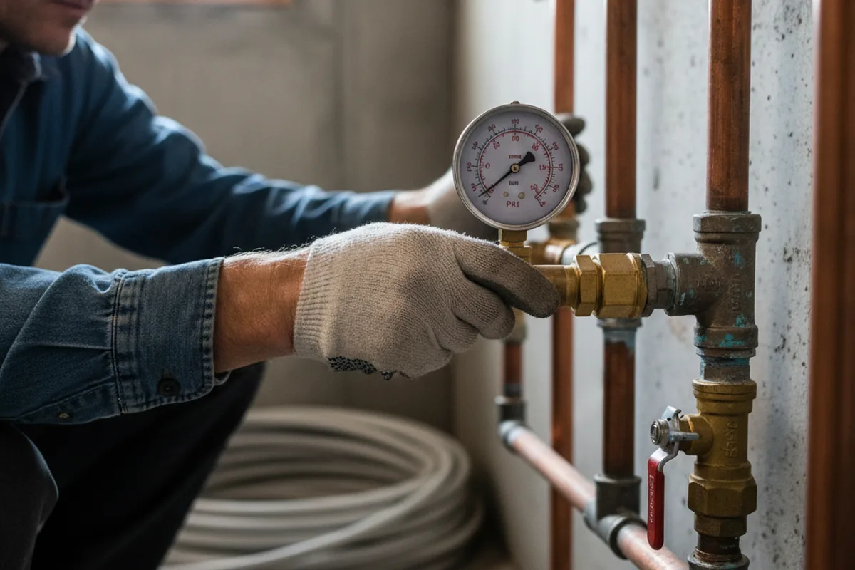 Pressure testing a repaired line during Water Line Repair in Animas